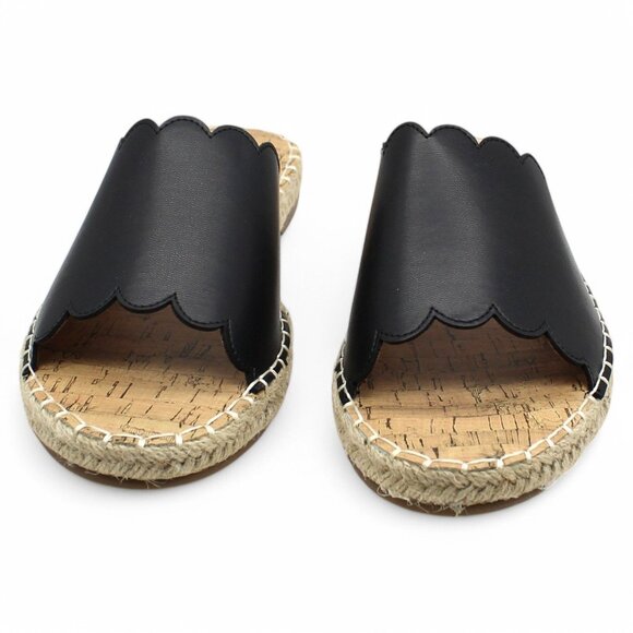 Women S Journee Collection Marjan Espadrille Slide Black Faux Leather - Picture 2 of 8